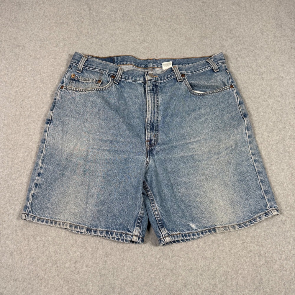 Vintage Levis 550 Relaxed Fit Denim Dad Shorts Jorts 40 Blue Light Wash Cotton
